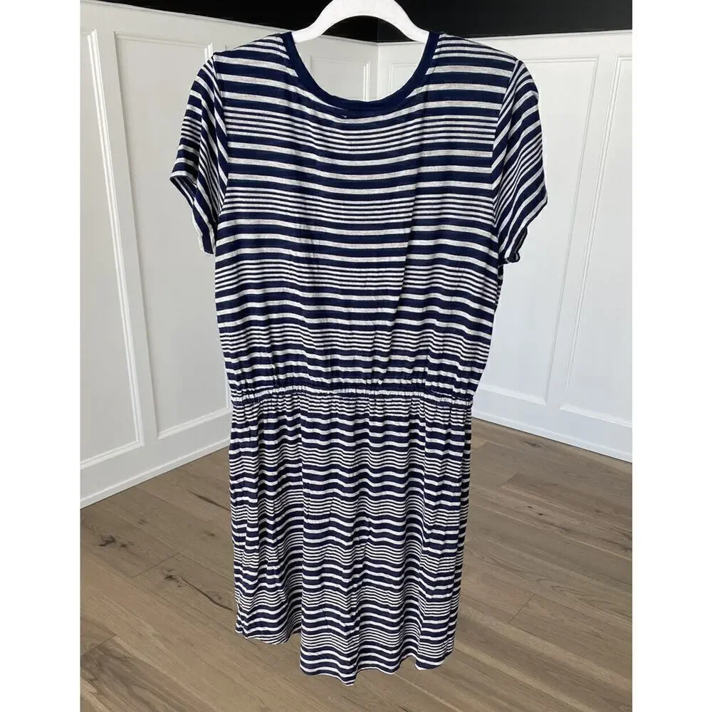 Olive and Oak Womens Navy and Gray Striped Cabana Crew Neck Knit Dress Size XL - Picture 3 of 10